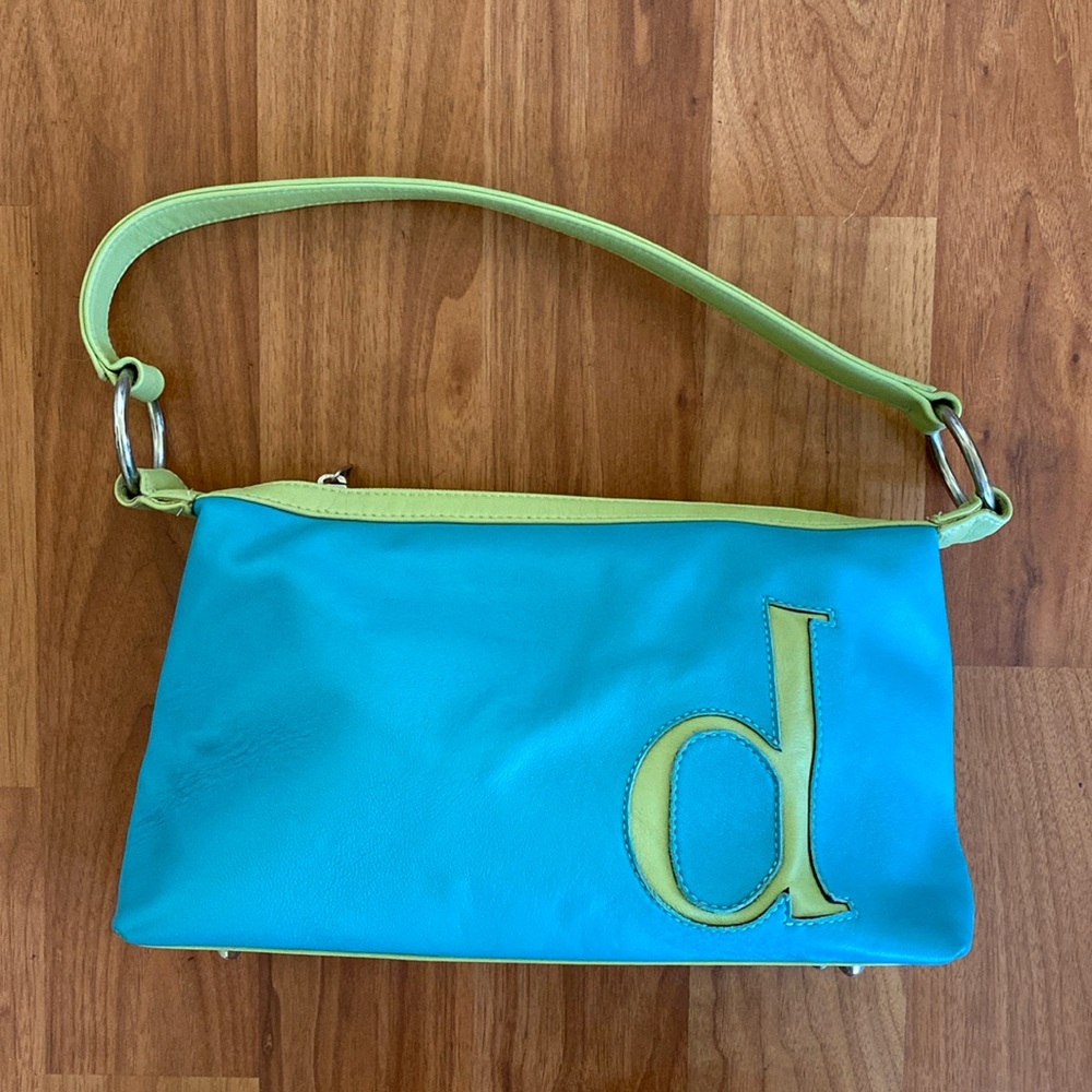 ❤️ JAM Jana Feifer D Initial Soft Leather Shoulder Bag in Turquoise and Green